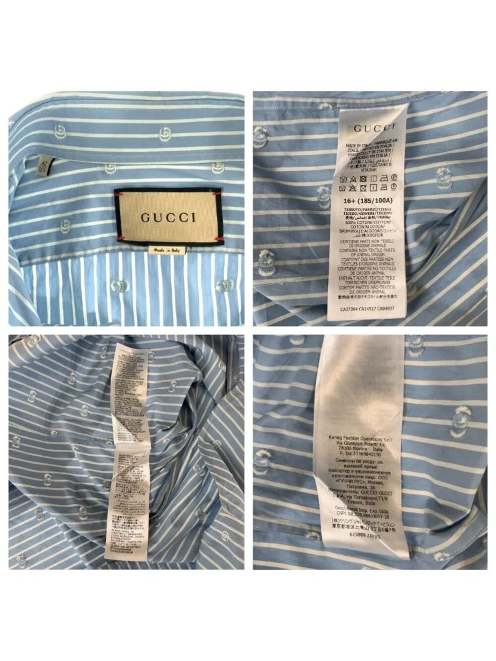 Gucci Lido Interlocking GG Stripe 42 Long Sleeve Shirt Dress Striped